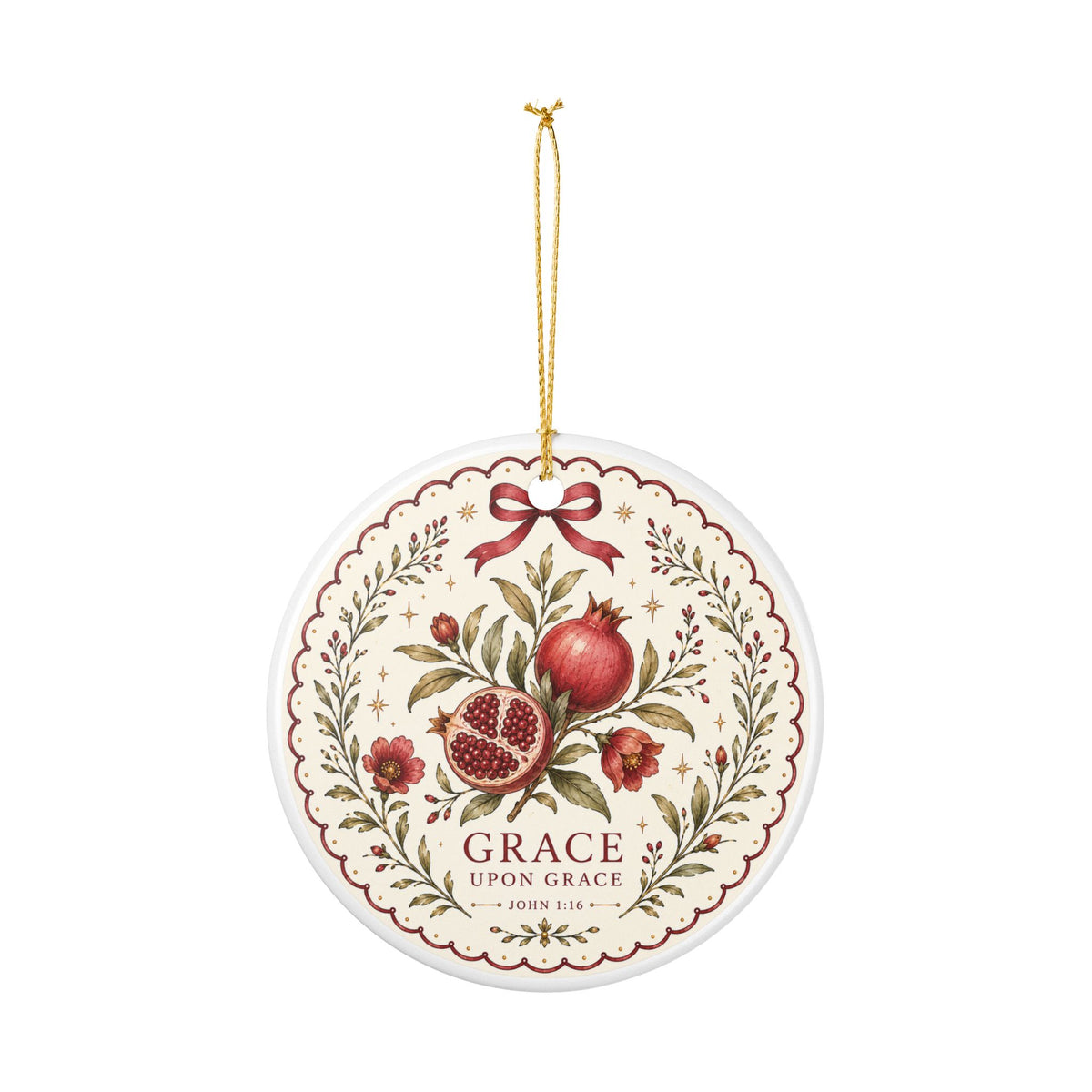 Grace Upon Grace Pomegranate Ornament — Christian Christmas Ornament, John 1:16