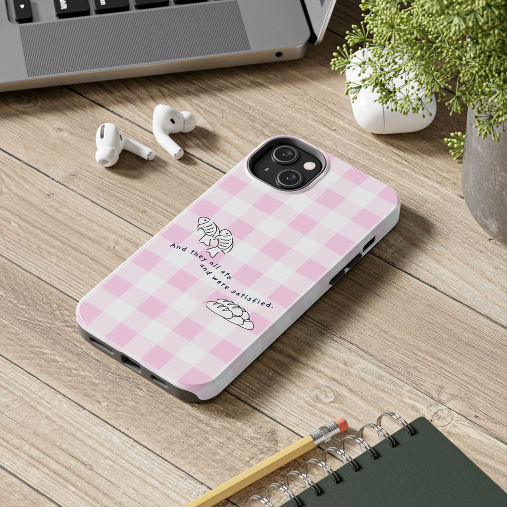 FISH AND LOAVES Gingham Phone Case (Pink)