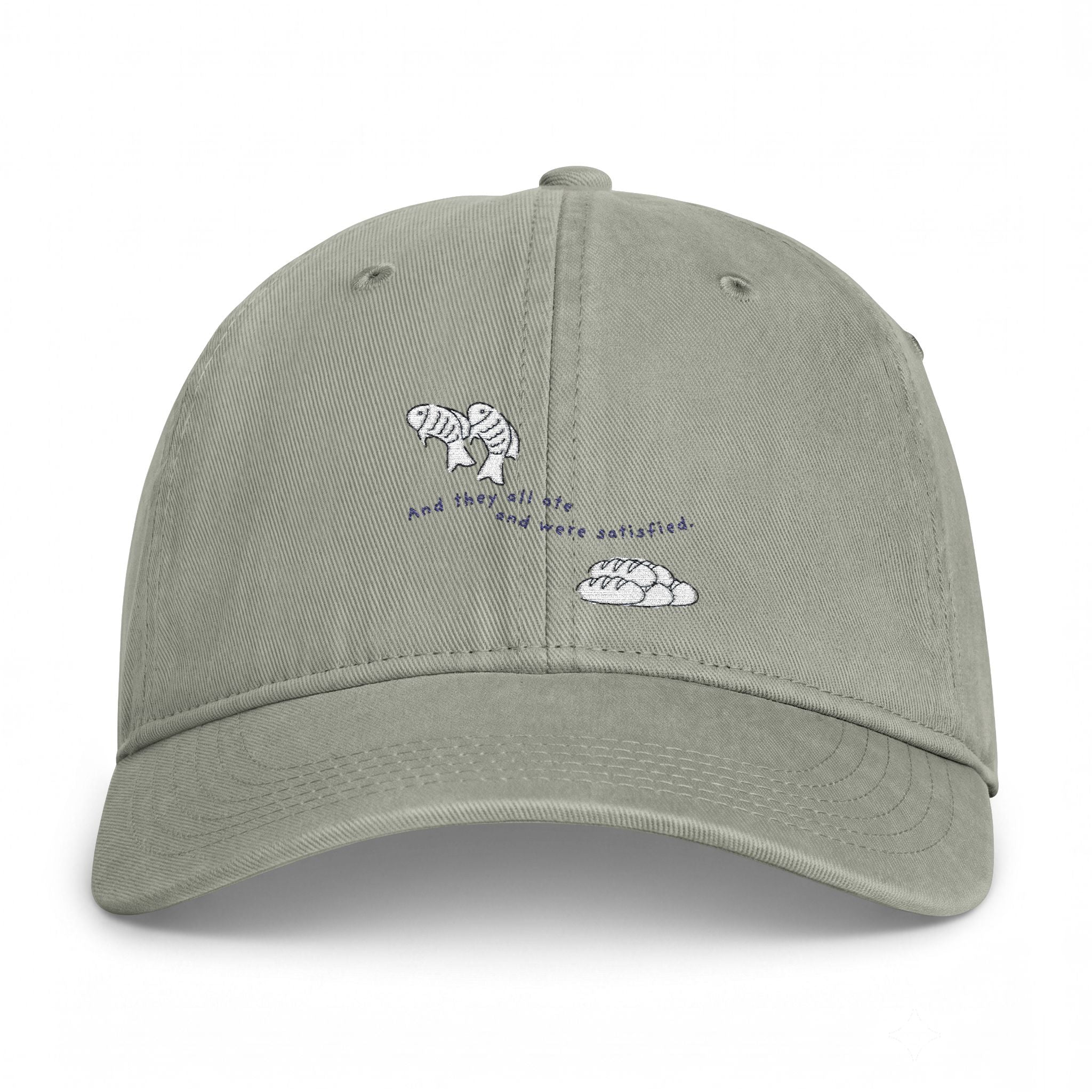 Christian Embroidered Hat | Fish & Loaves Baseball Cap | Matthew 14:20 Faith Hat | Everyday Christian Gift | Butter Yellow Dad Cap