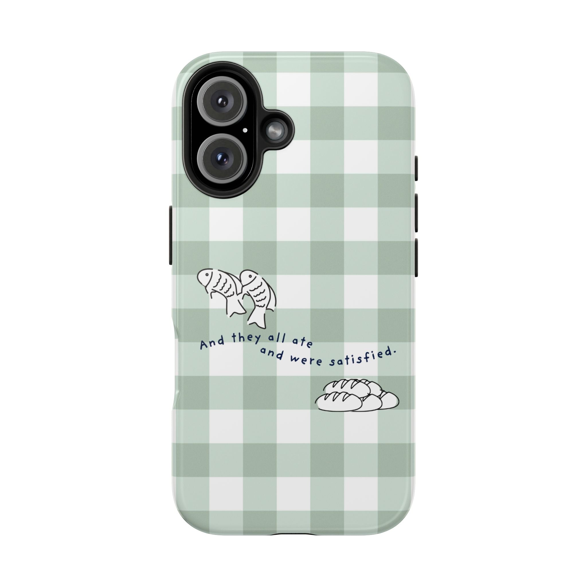 FISH AND LOAVES Gingham Phone Case (Green)