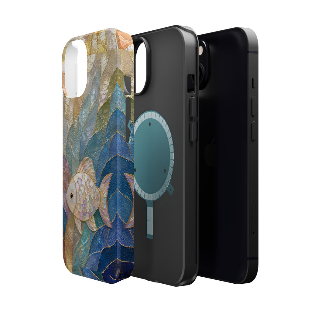 Fish Mosaic Magnetic Phone Case — Impact-Resistant Ocean Art