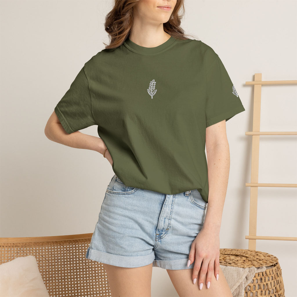 Christian Wheat Embroidered T-Shirt | Fall Comfort Colors Tee | Daily Bread Faith Shirt | Minimal Christian Fall Shirt