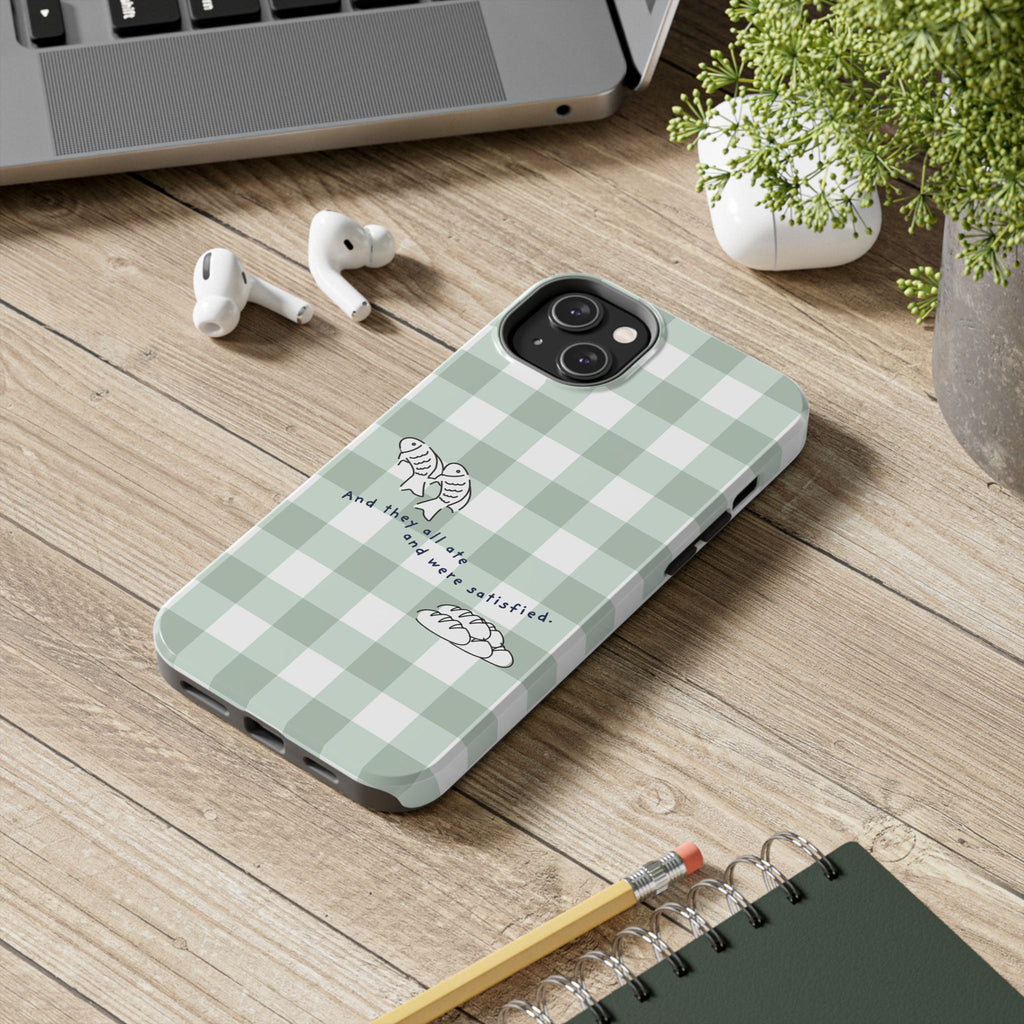 FISH AND LOAVES Gingham Phone Case (Green)
