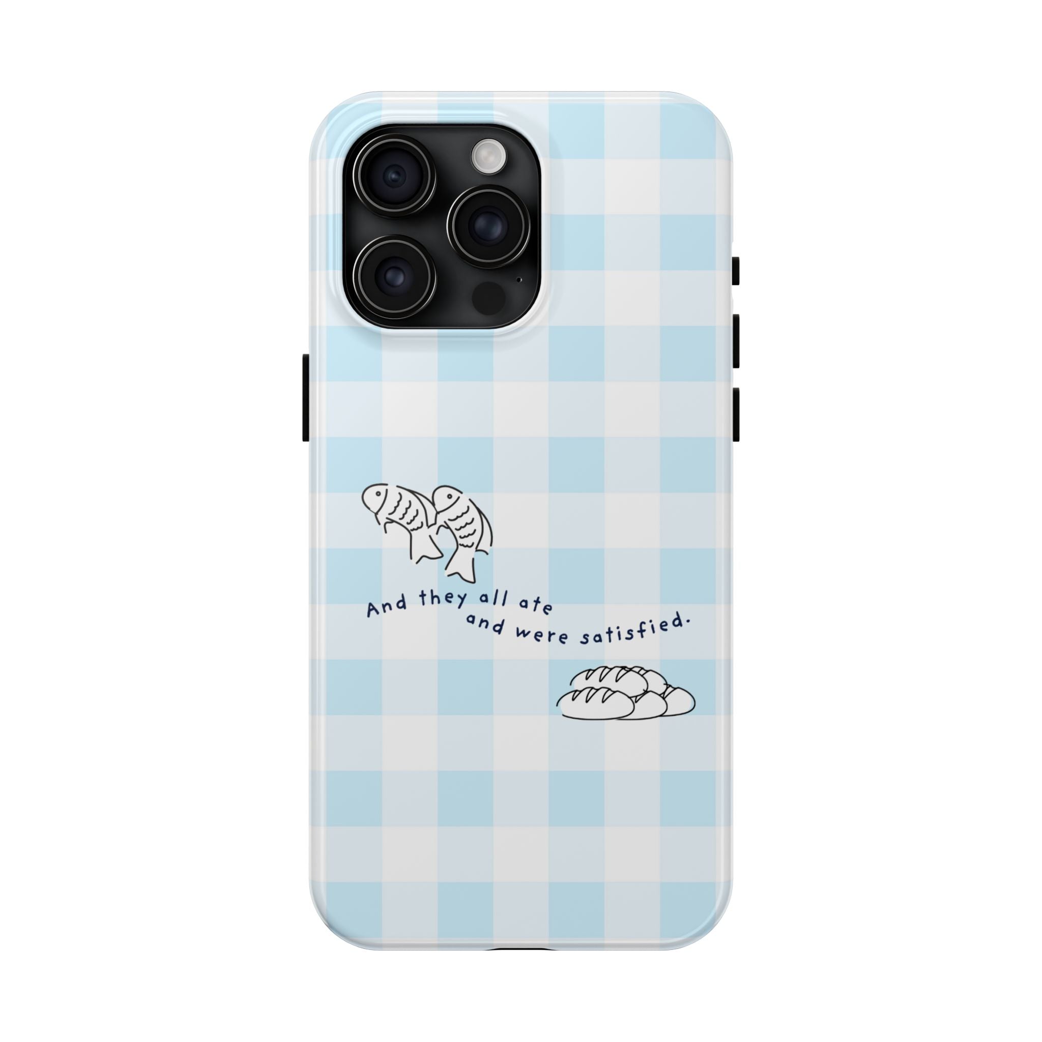 FISH AND LOAVES Gingham Phone Case (Blue)