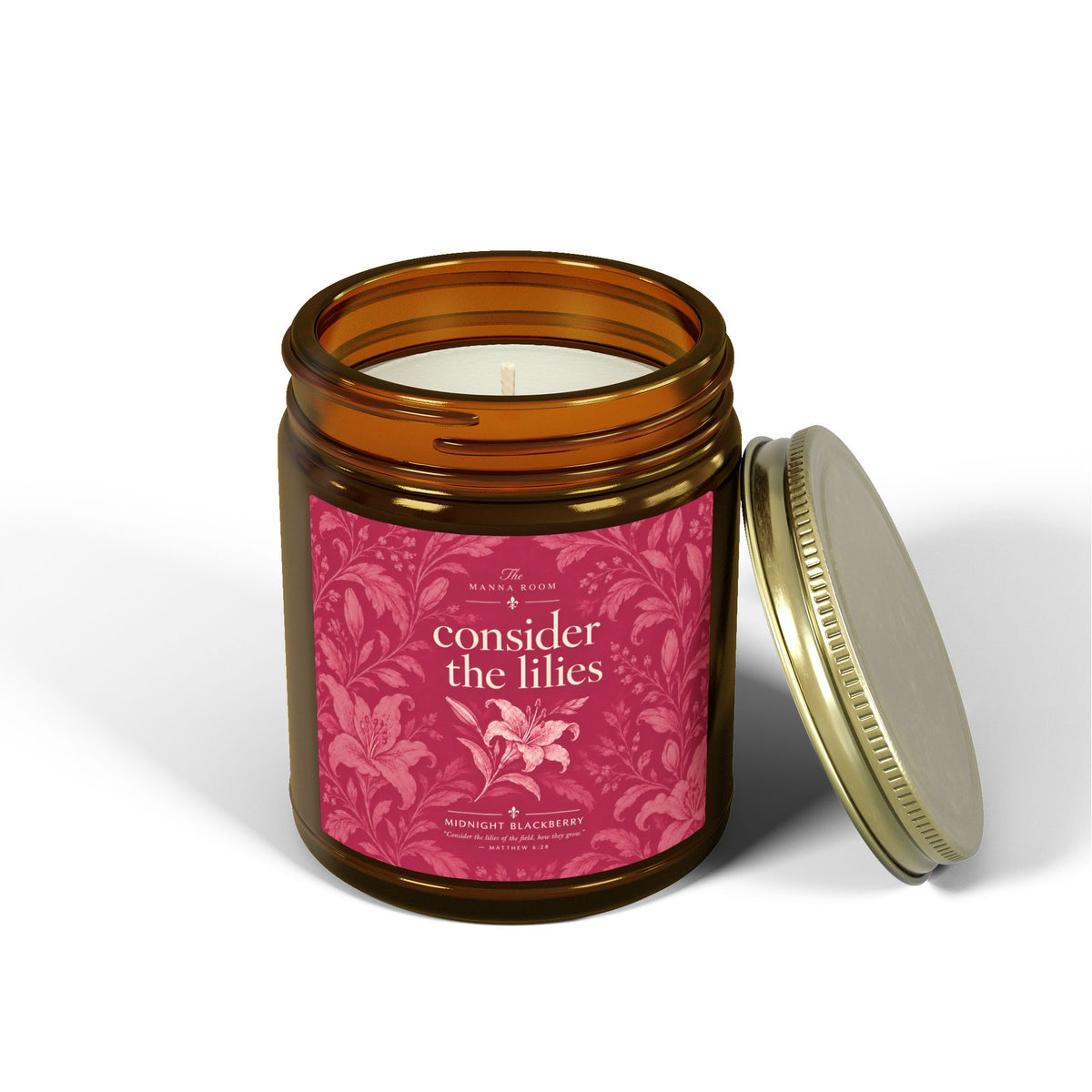 Coconut Apricot Scented Candle — 9oz Amber Jar (Consider the Lilies)