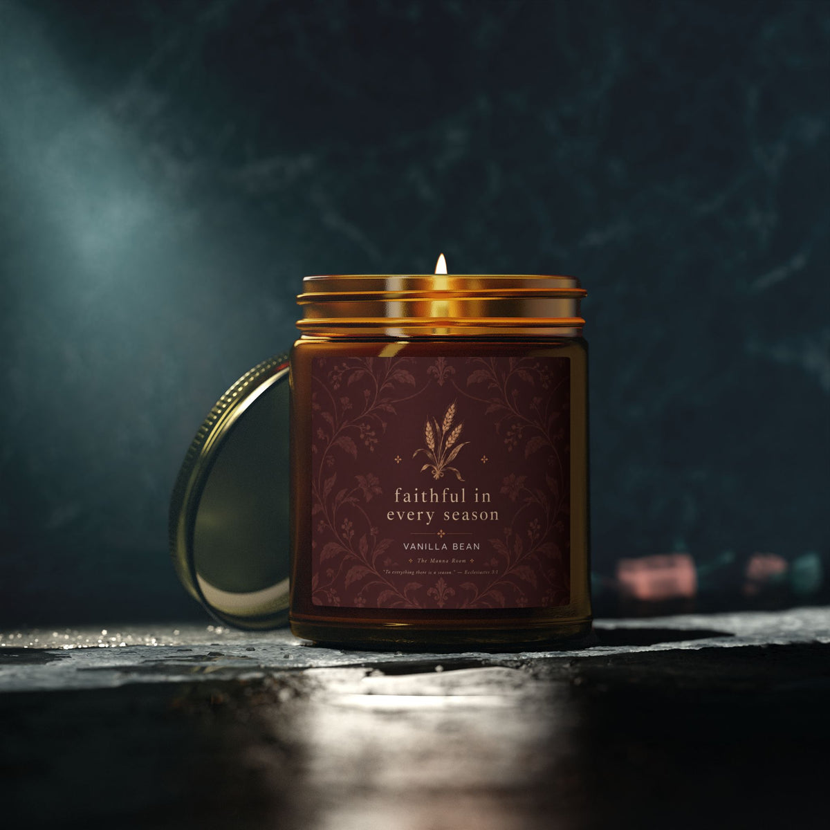 Coconut Apricot Scented Candle — 9oz Amber Jar (Faithful In Every Season)