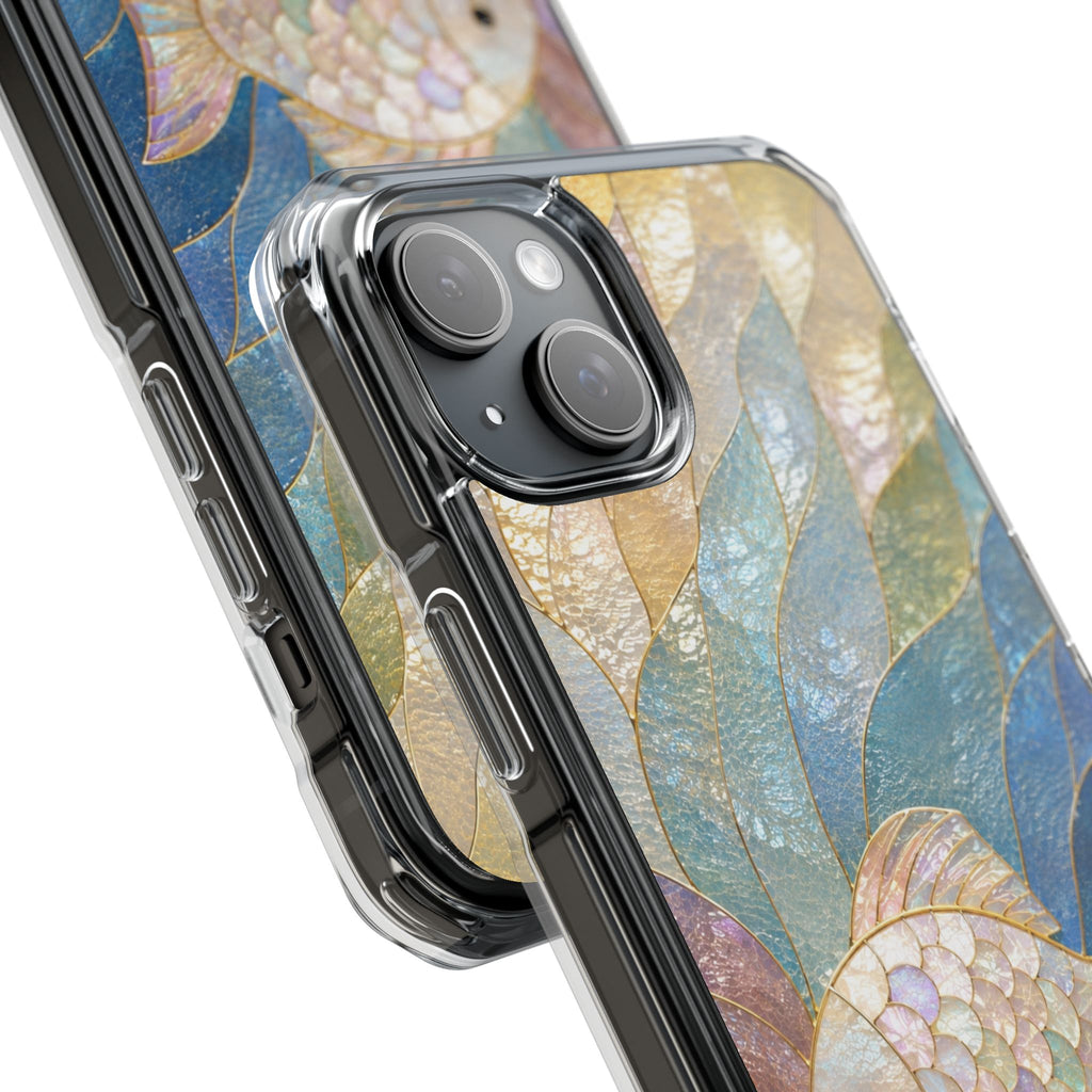Trust and Know Clear Magnetic Phone Case — Iridescent Fish Mosaic Design