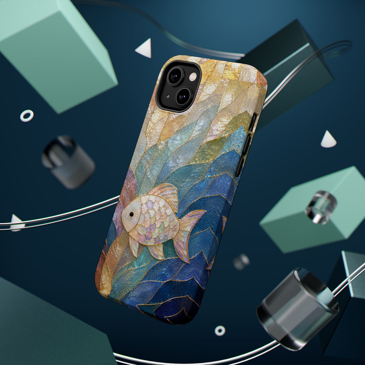 Fish Mosaic Magnetic Phone Case — Impact-Resistant Ocean Art