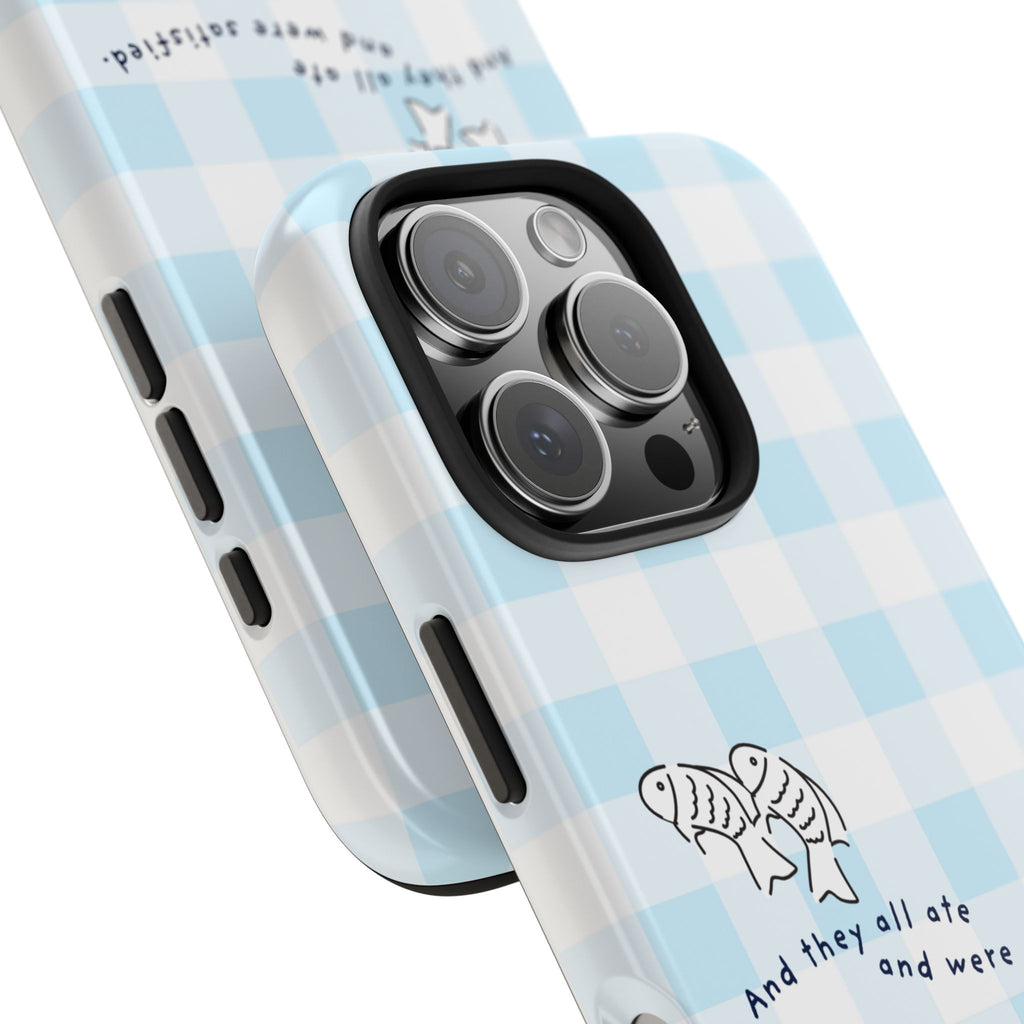 FISH AND LOAVES Gingham Phone Case (Blue)