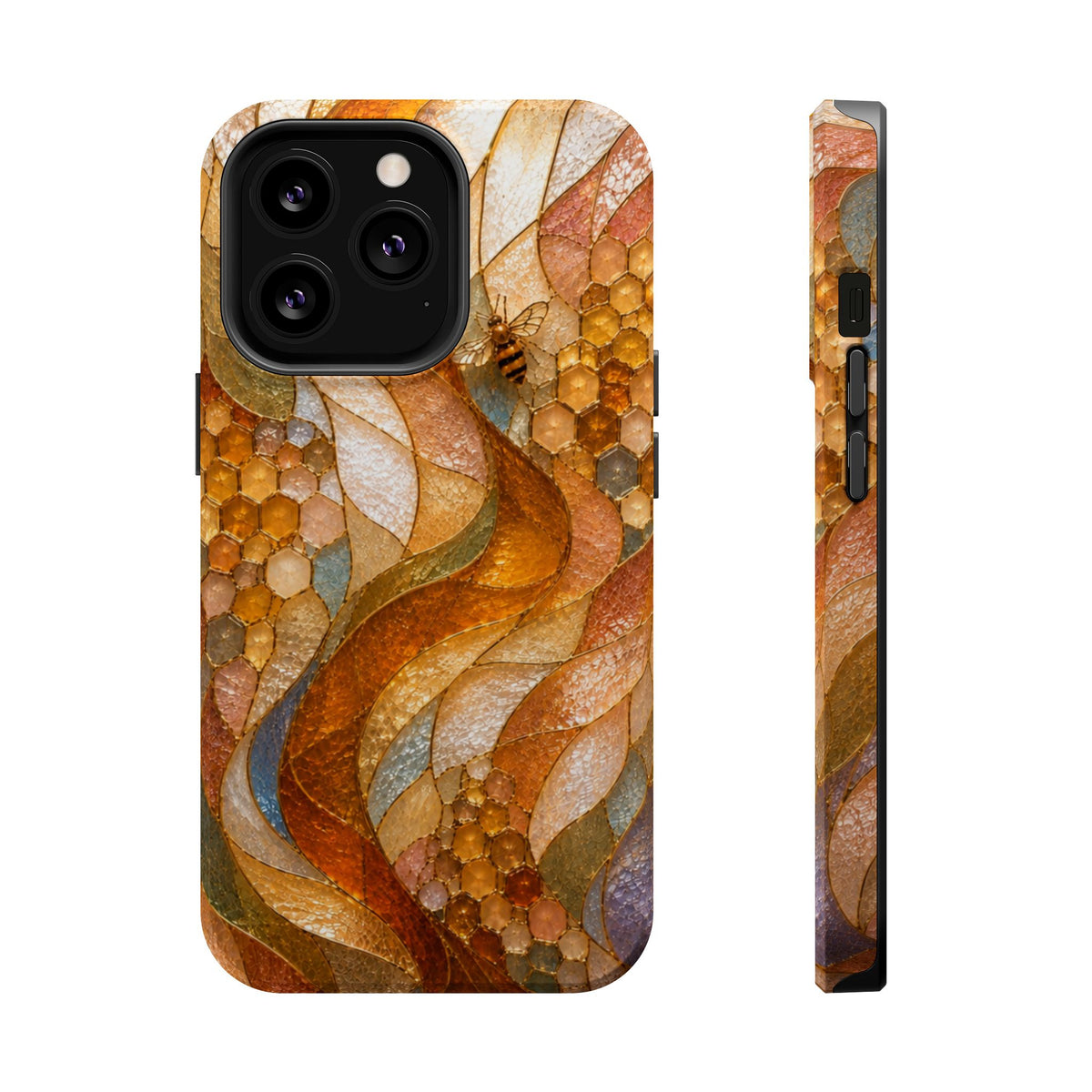 Abstract Amber Mosaic Phone Case — Magnetic Impact-Resistant iPhone Cover