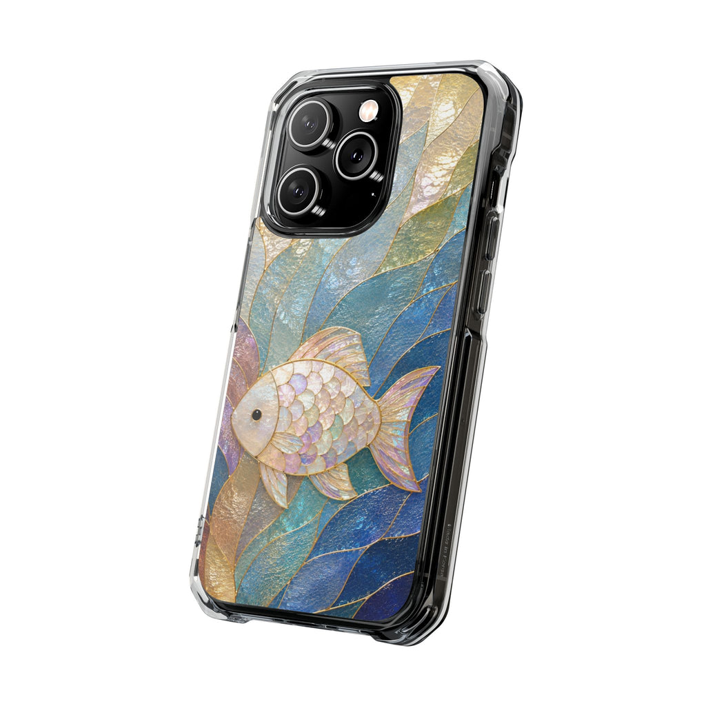 Trust and Know Clear Magnetic Phone Case — Iridescent Fish Mosaic Design