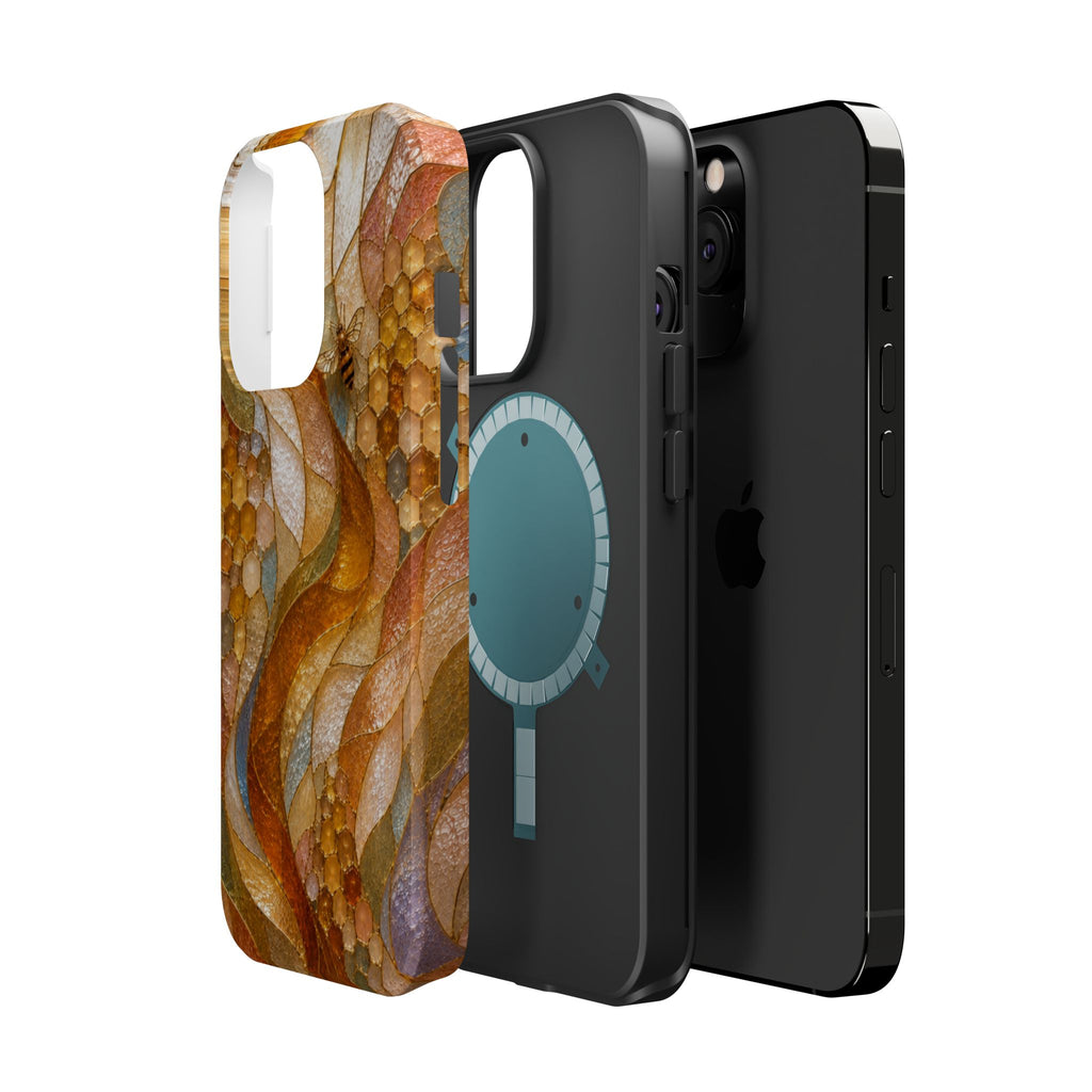 Abstract Amber Mosaic Phone Case — Magnetic Impact-Resistant iPhone Cover