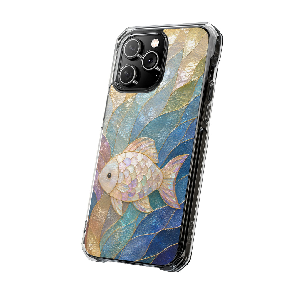 Trust and Know Clear Magnetic Phone Case — Iridescent Fish Mosaic Design