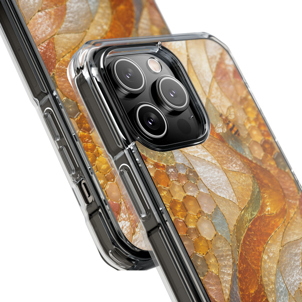 Clear Magnetic Phone Case — Autumn Mosaic Swirl Design