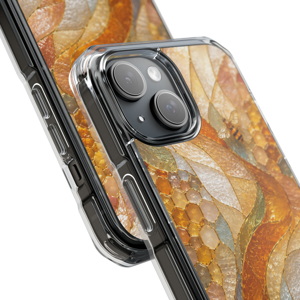 Clear Magnetic Phone Case — Autumn Mosaic Swirl Design