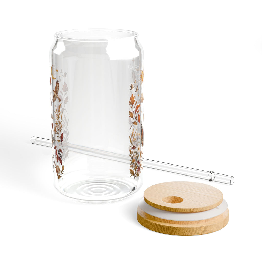 Faithful in Every Season 16 oz Christian Glass Tumbler with Straw | Fall Iced Coffee & Matcha Cup | Lamentations 3:22–23