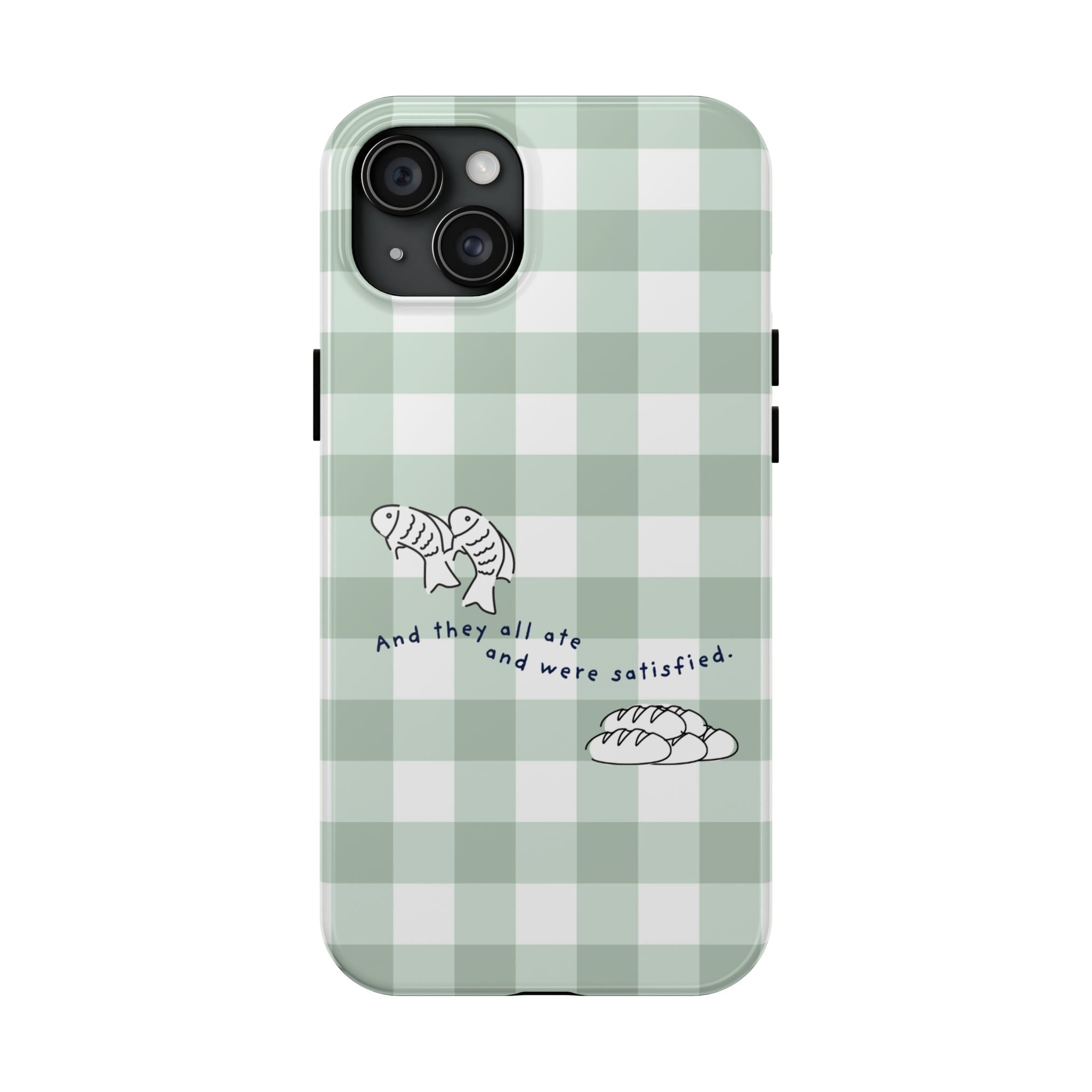 FISH AND LOAVES Gingham Phone Case (Green)