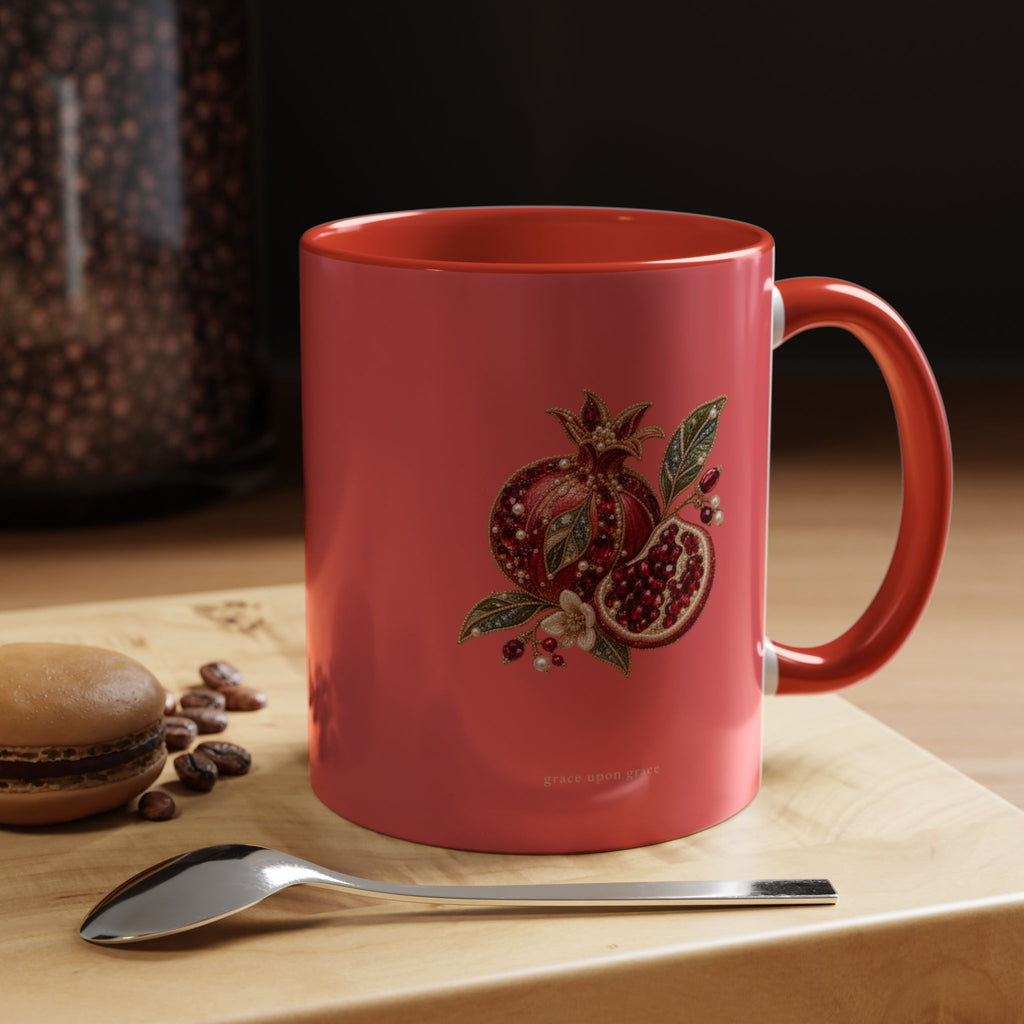 Grace Upon Grace Pomegranate Mug — Christian Coffee Mug, 11 oz