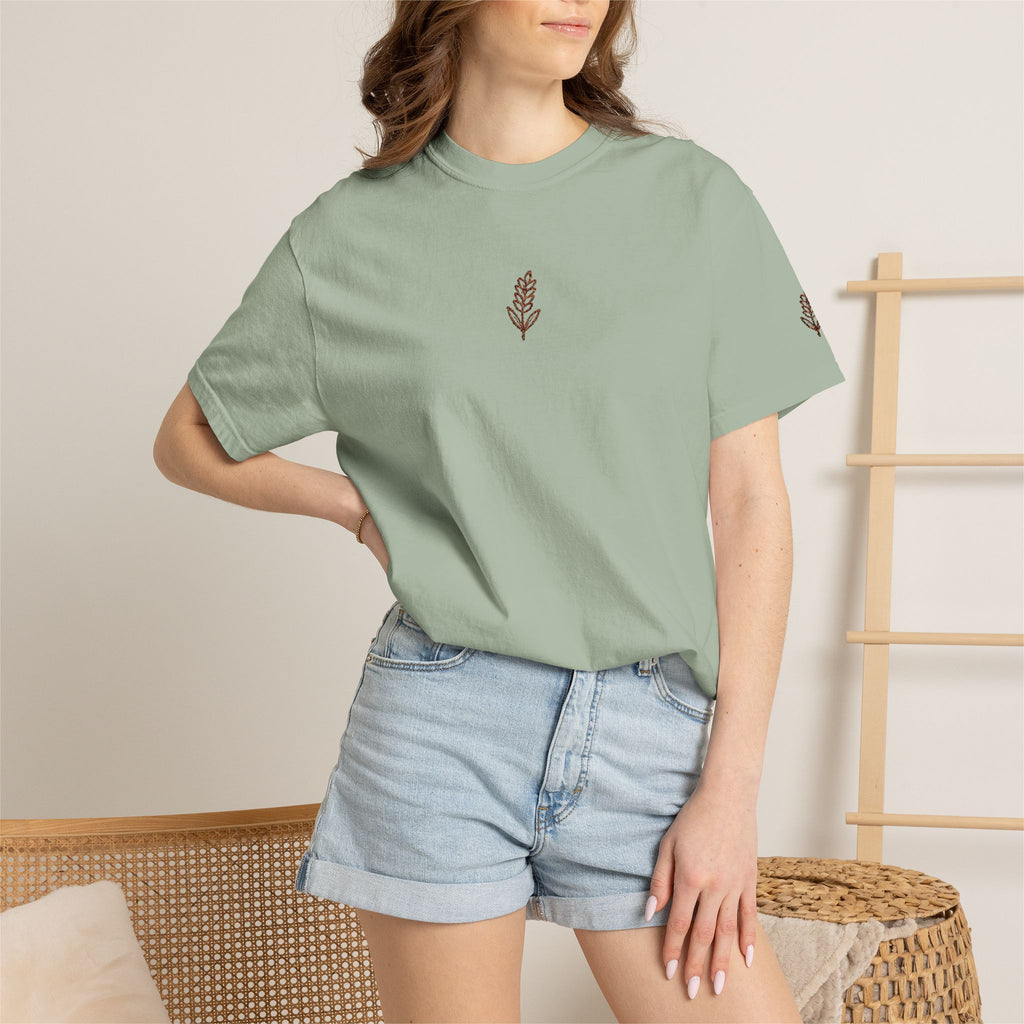 Christian Wheat Embroidered T-Shirt | Fall Comfort Colors Tee | Daily Bread Faith Shirt | Minimal Christian Fall Shirt