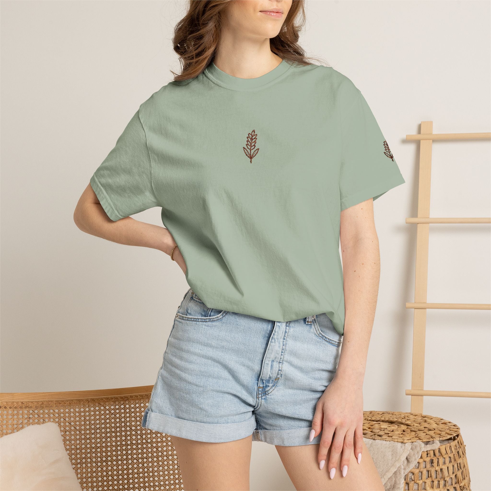 Christian Wheat Embroidered T-Shirt | Fall Comfort Colors Tee | Daily Bread Faith Shirt | Minimal Christian Fall Shirt