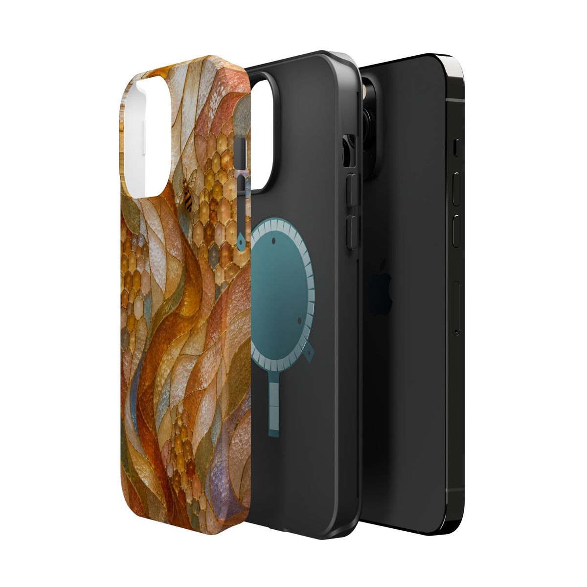 Abstract Amber Mosaic Phone Case — Magnetic Impact-Resistant iPhone Cover