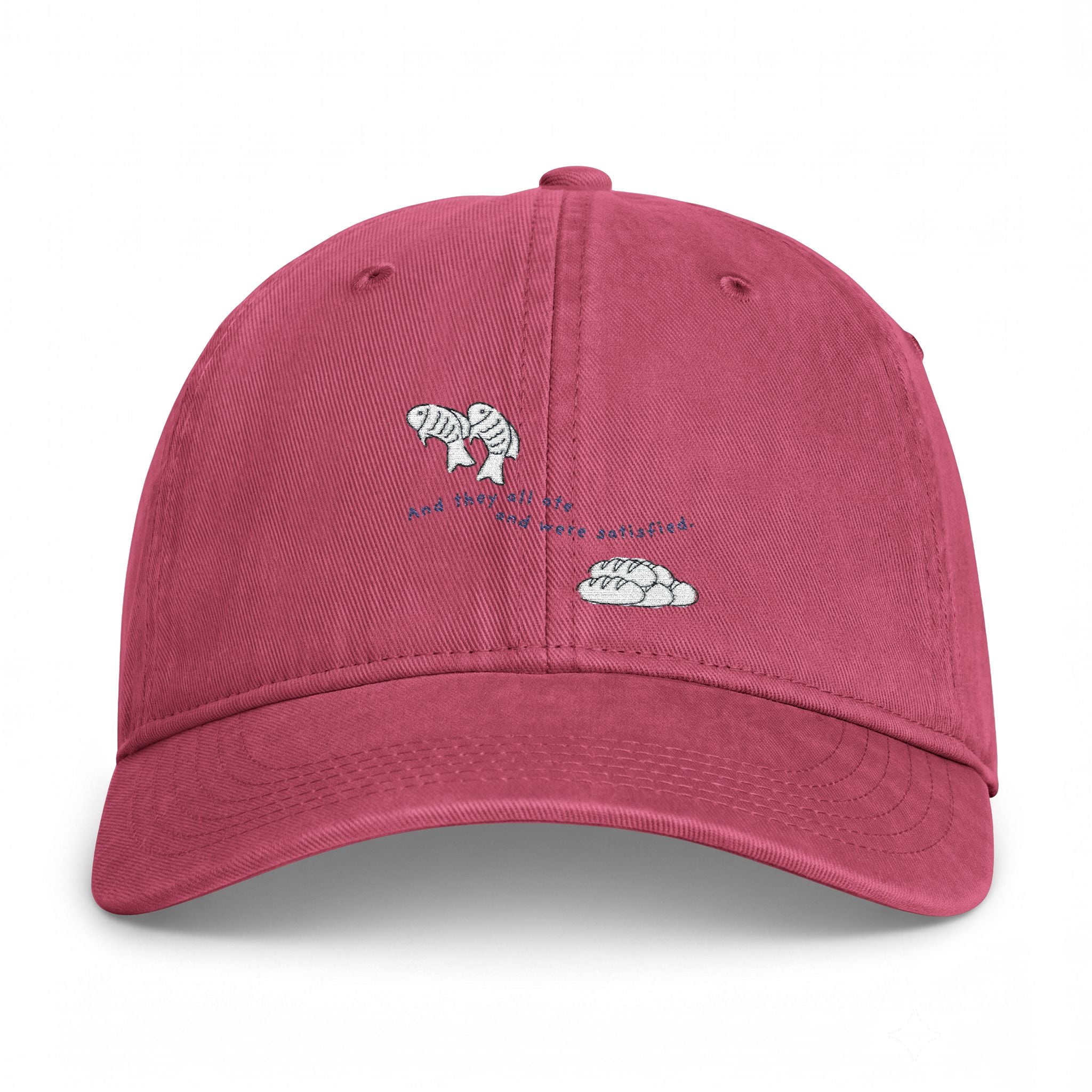 Christian Embroidered Hat | Fish & Loaves Baseball Cap | Matthew 14:20 Faith Hat | Everyday Christian Gift | Butter Yellow Dad Cap