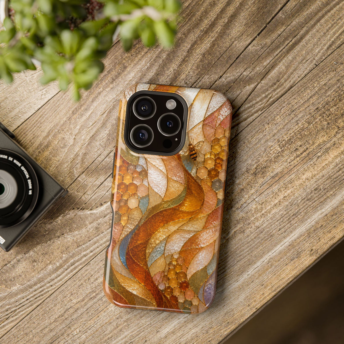 Abstract Amber Mosaic Phone Case — Magnetic Impact-Resistant iPhone Cover