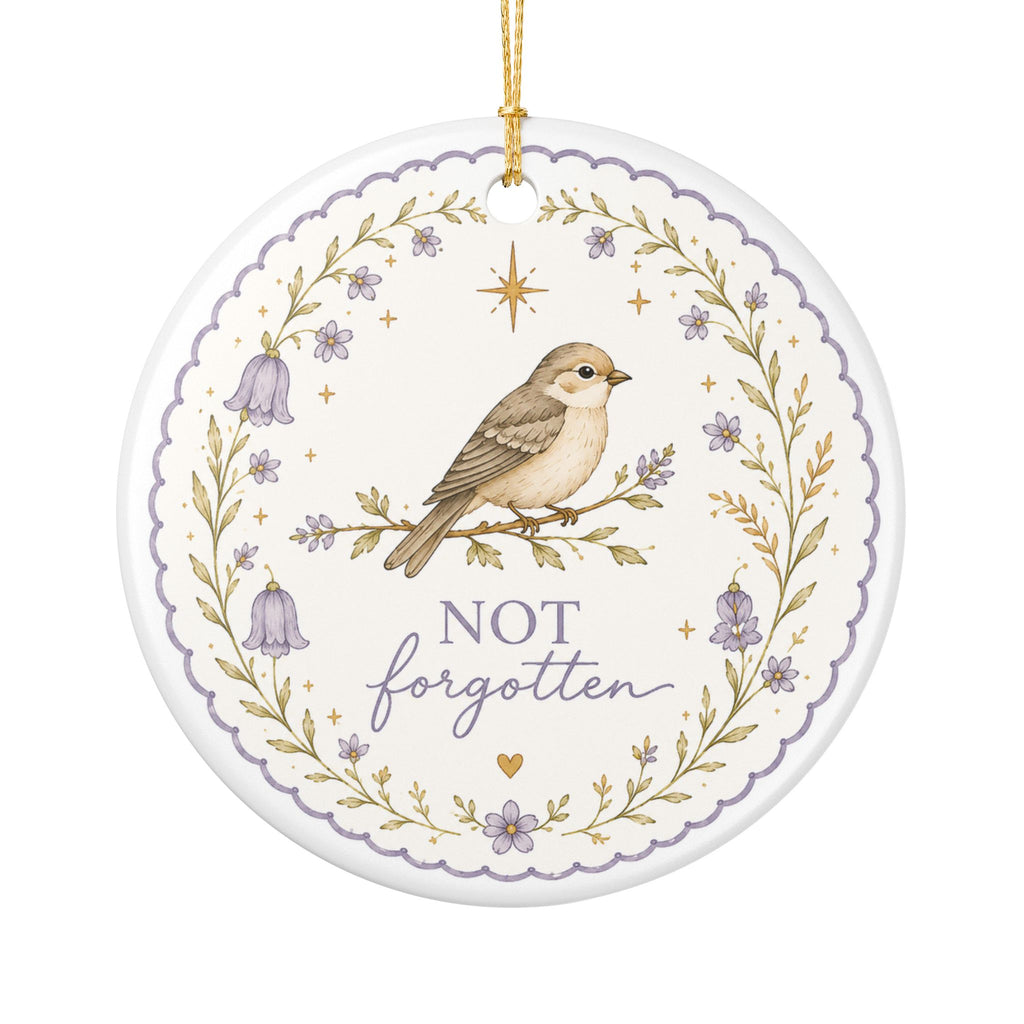Memorial Ceramic Ornament — "Not Forgotten" Bird with Matthew 10:29-31