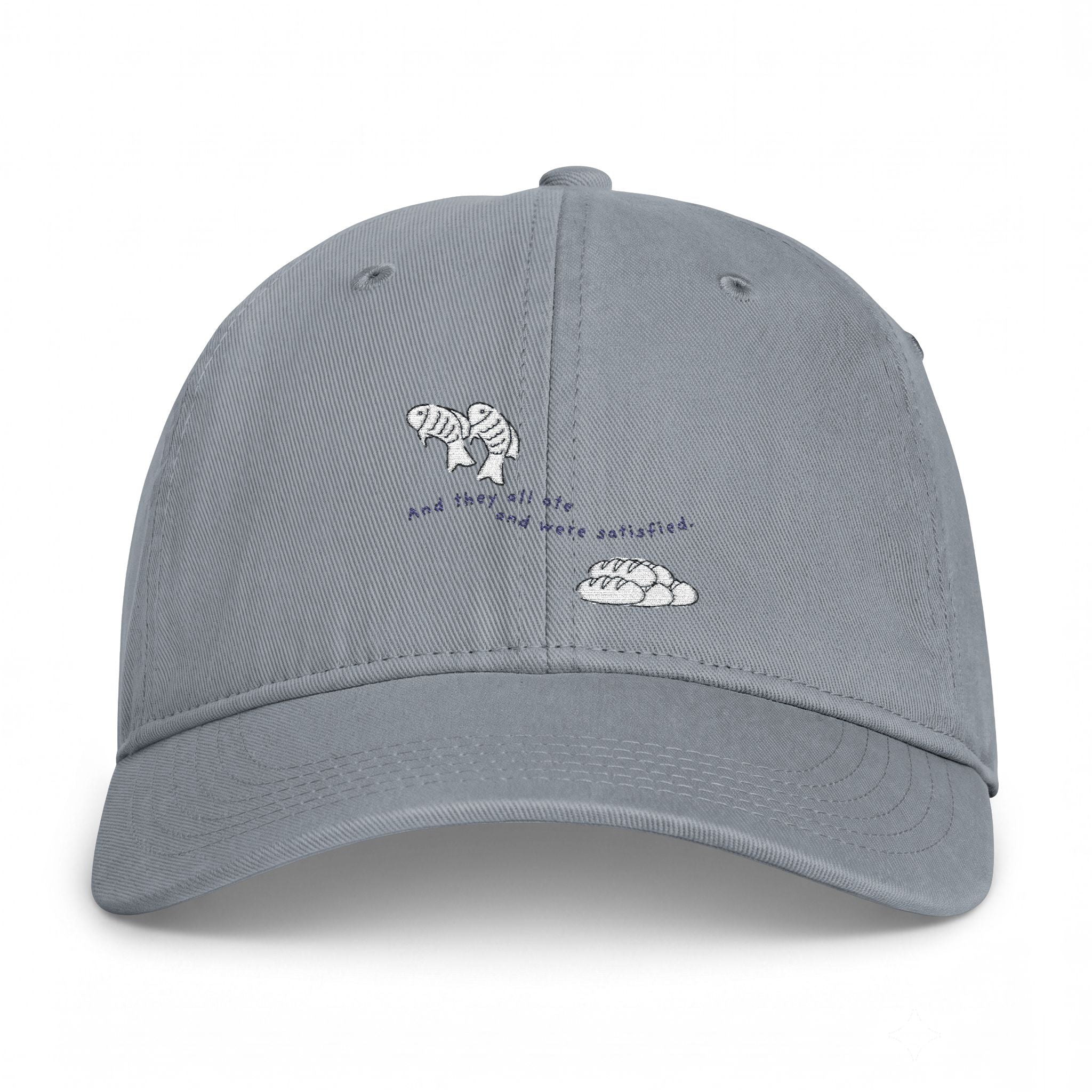 Christian Embroidered Hat | Fish & Loaves Baseball Cap | Matthew 14:20 Faith Hat | Everyday Christian Gift | Butter Yellow Dad Cap