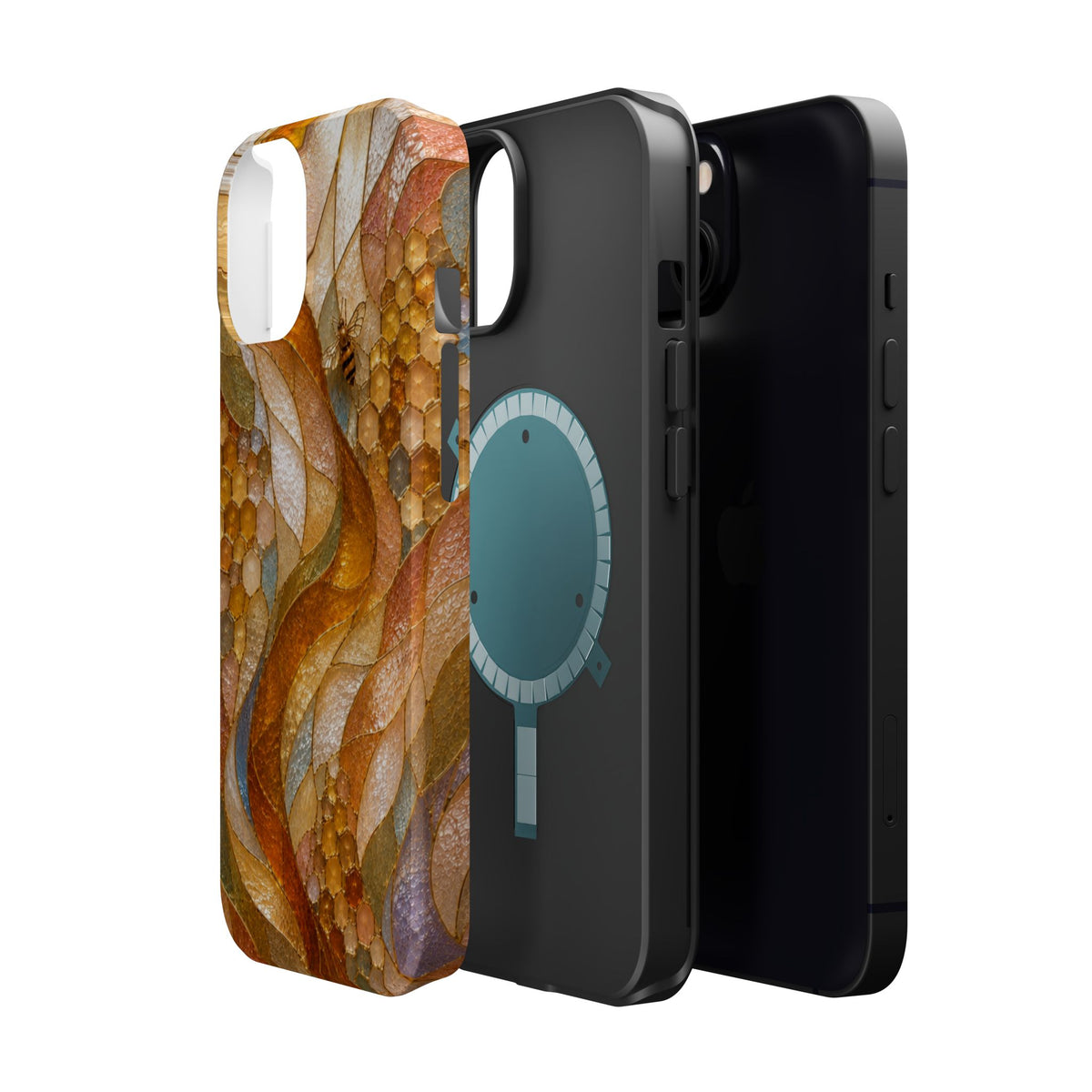 Abstract Amber Mosaic Phone Case — Magnetic Impact-Resistant iPhone Cover