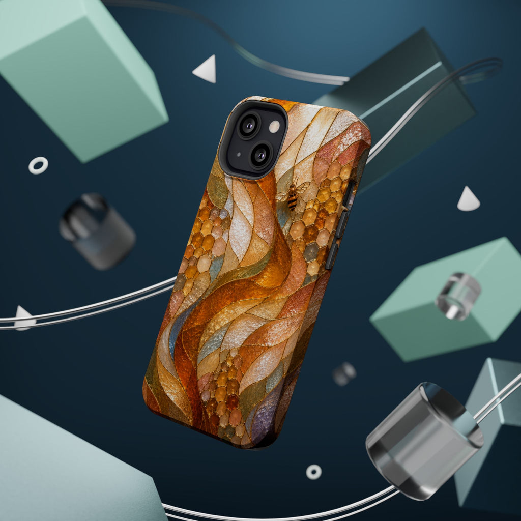 Abstract Amber Mosaic Phone Case — Magnetic Impact-Resistant iPhone Cover