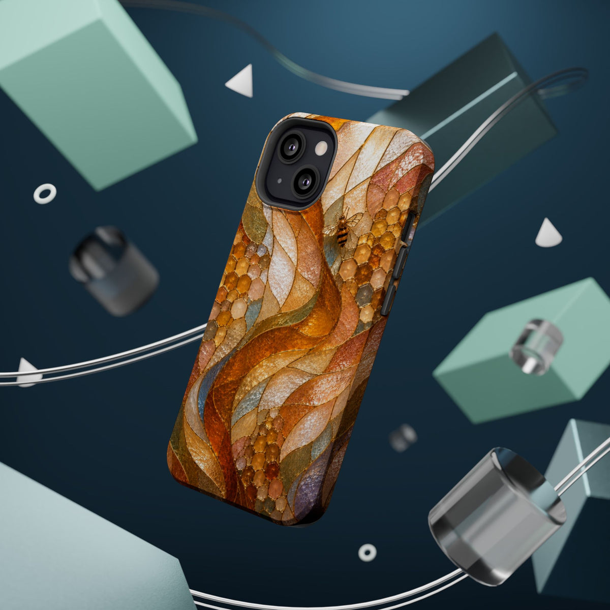 Abstract Amber Mosaic Phone Case — Magnetic Impact-Resistant iPhone Cover