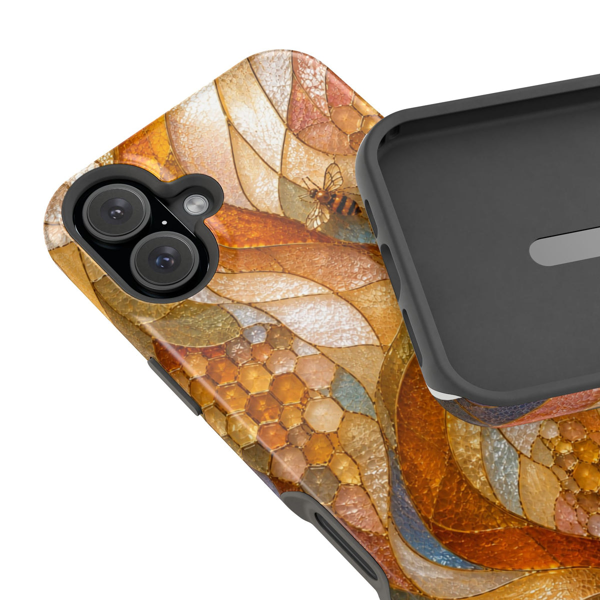 Abstract Amber Mosaic Phone Case — Magnetic Impact-Resistant iPhone Cover