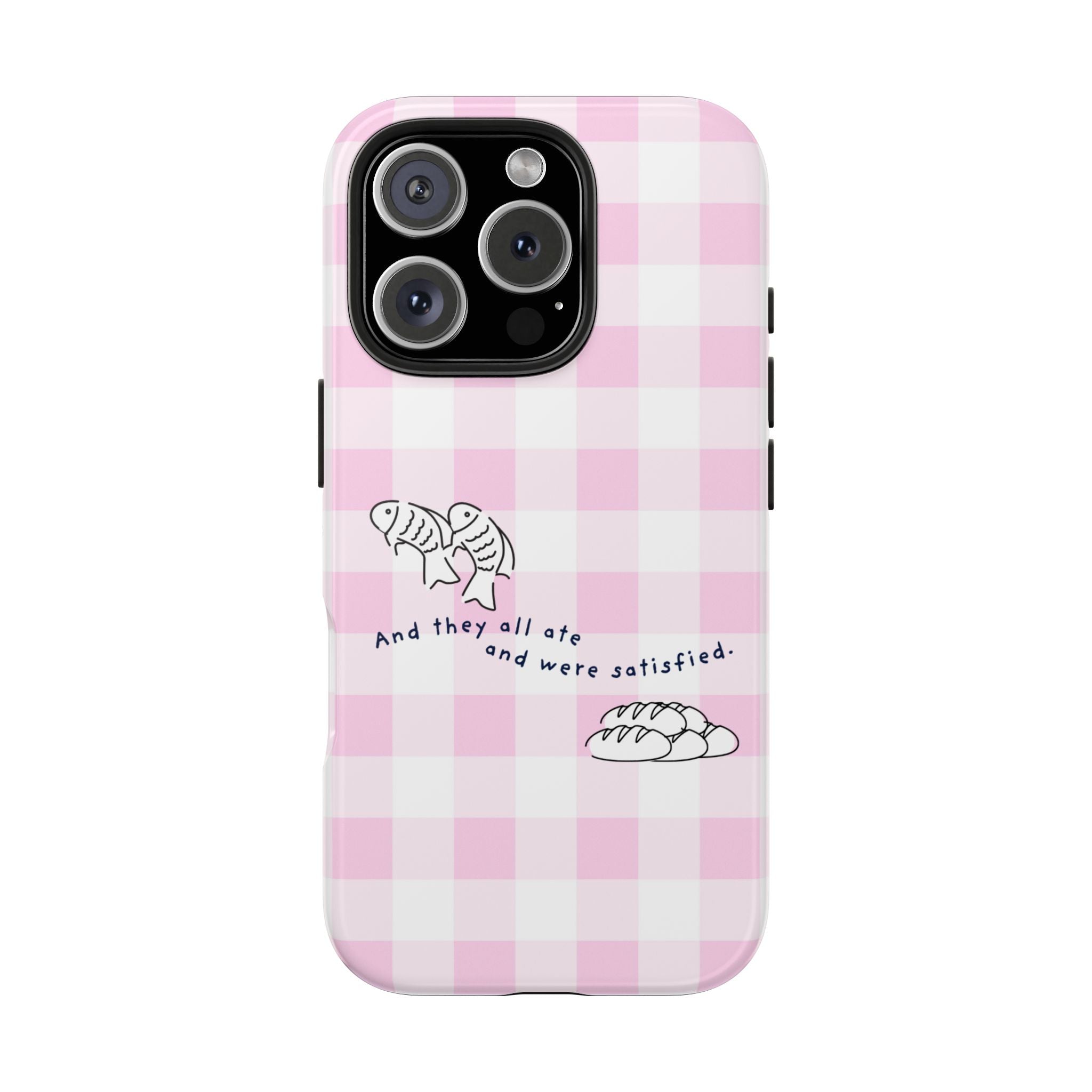 FISH AND LOAVES Gingham Phone Case (Pink)