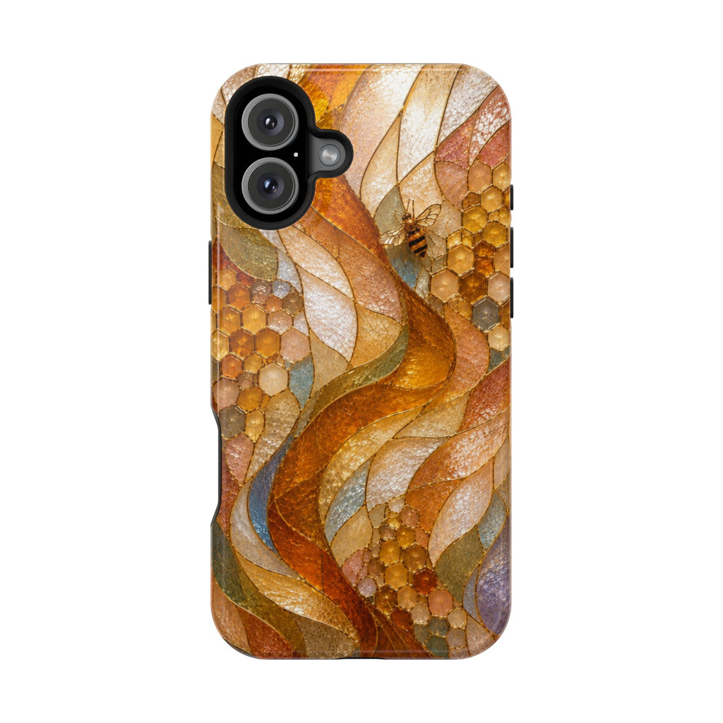 Abstract Amber Mosaic Phone Case — Magnetic Impact-Resistant iPhone Cover