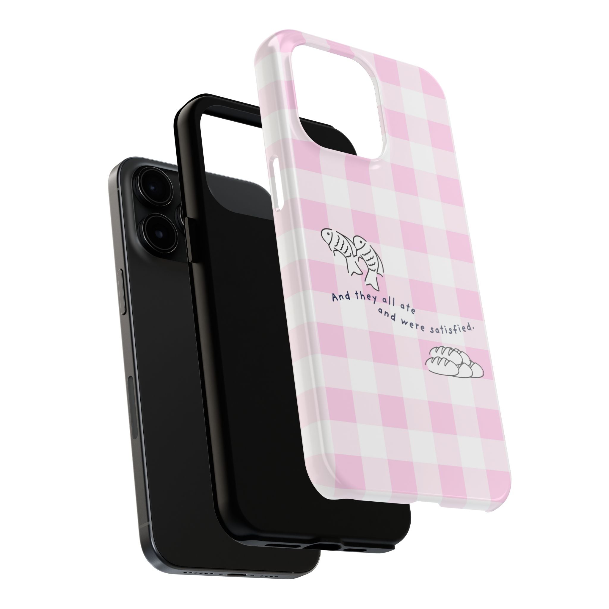 FISH AND LOAVES Gingham Phone Case (Pink)