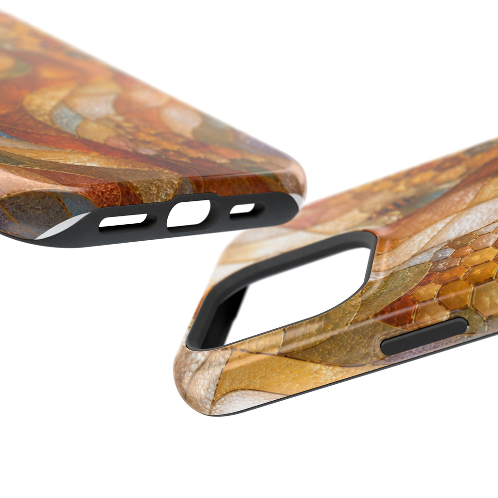 Abstract Amber Mosaic Phone Case — Magnetic Impact-Resistant iPhone Cover