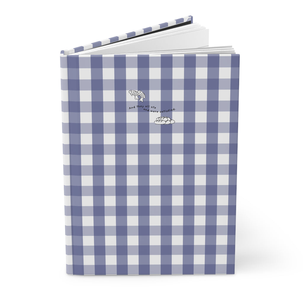 Navy Gingham Christian Journal | Matthew 14:20 Hardcover Notebook | Bible Study Journal | Faith Gift for Women | Prayer Journal | Christian Stationery
