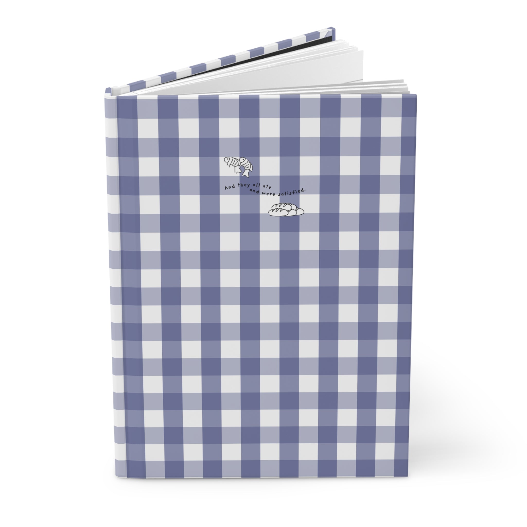 Navy Gingham Christian Journal | Matthew 14:20 Hardcover Notebook | Bible Study Journal | Faith Gift for Women | Prayer Journal | Christian Stationery