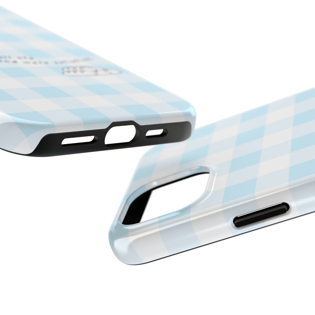 FISH AND LOAVES Gingham Phone Case (Blue)