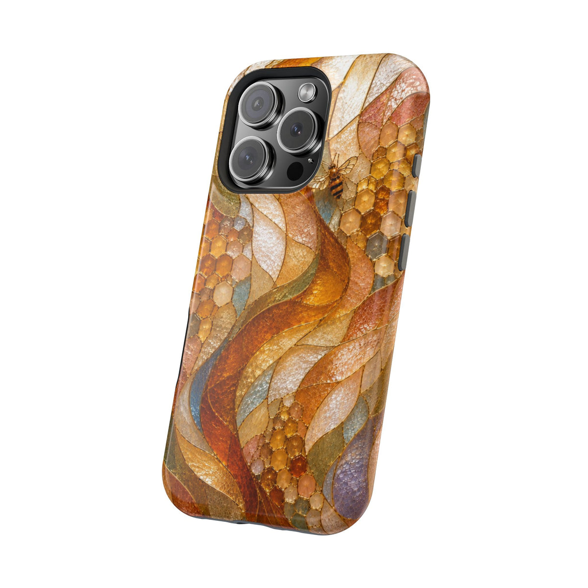 Abstract Amber Mosaic Phone Case — Magnetic Impact-Resistant iPhone Cover