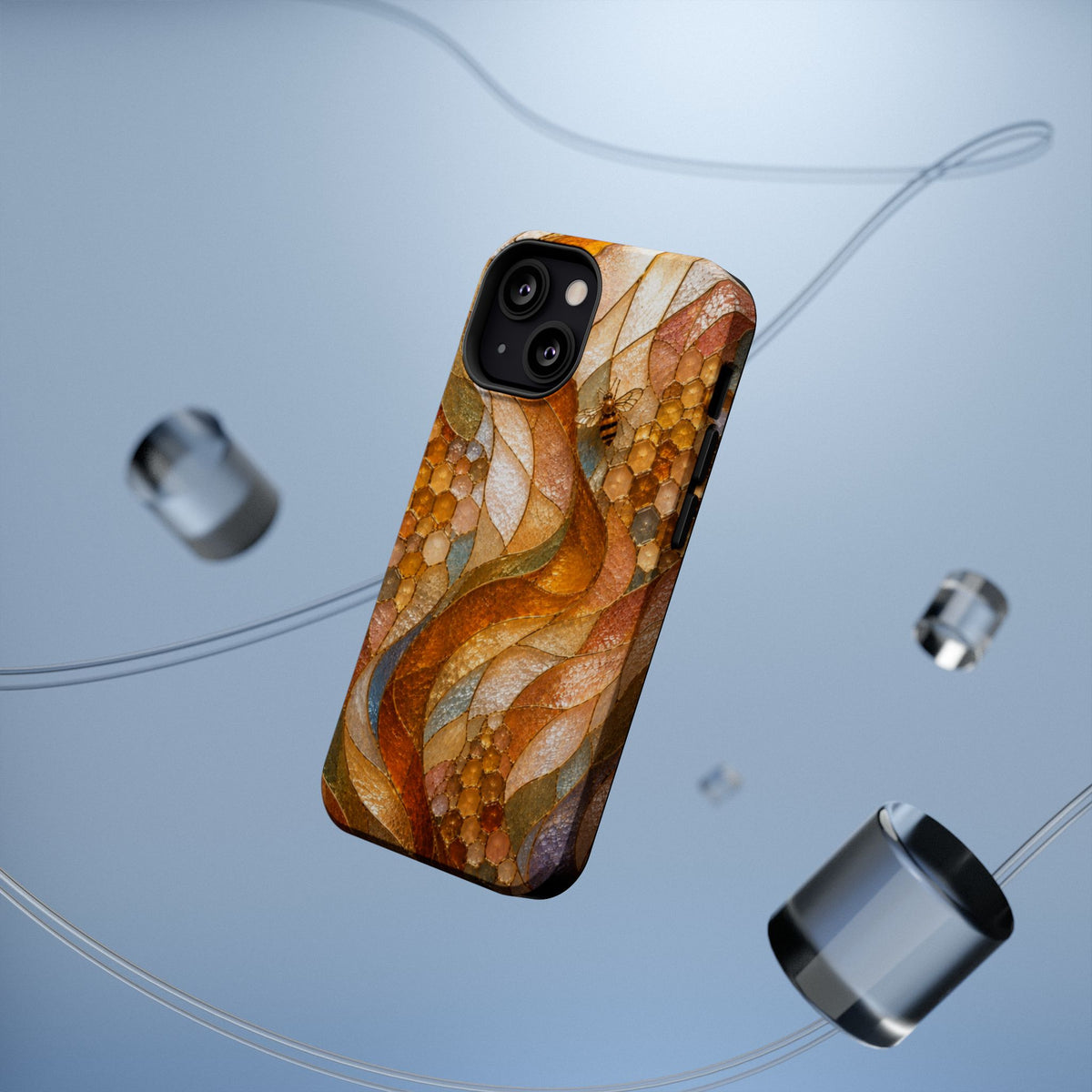 Abstract Amber Mosaic Phone Case — Magnetic Impact-Resistant iPhone Cover