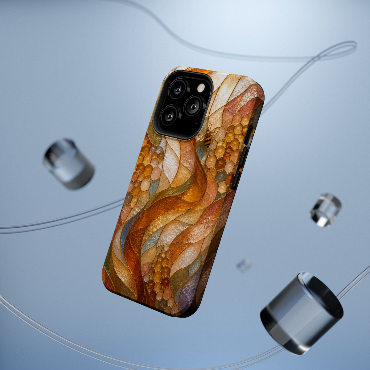 Abstract Amber Mosaic Phone Case — Magnetic Impact-Resistant iPhone Cover
