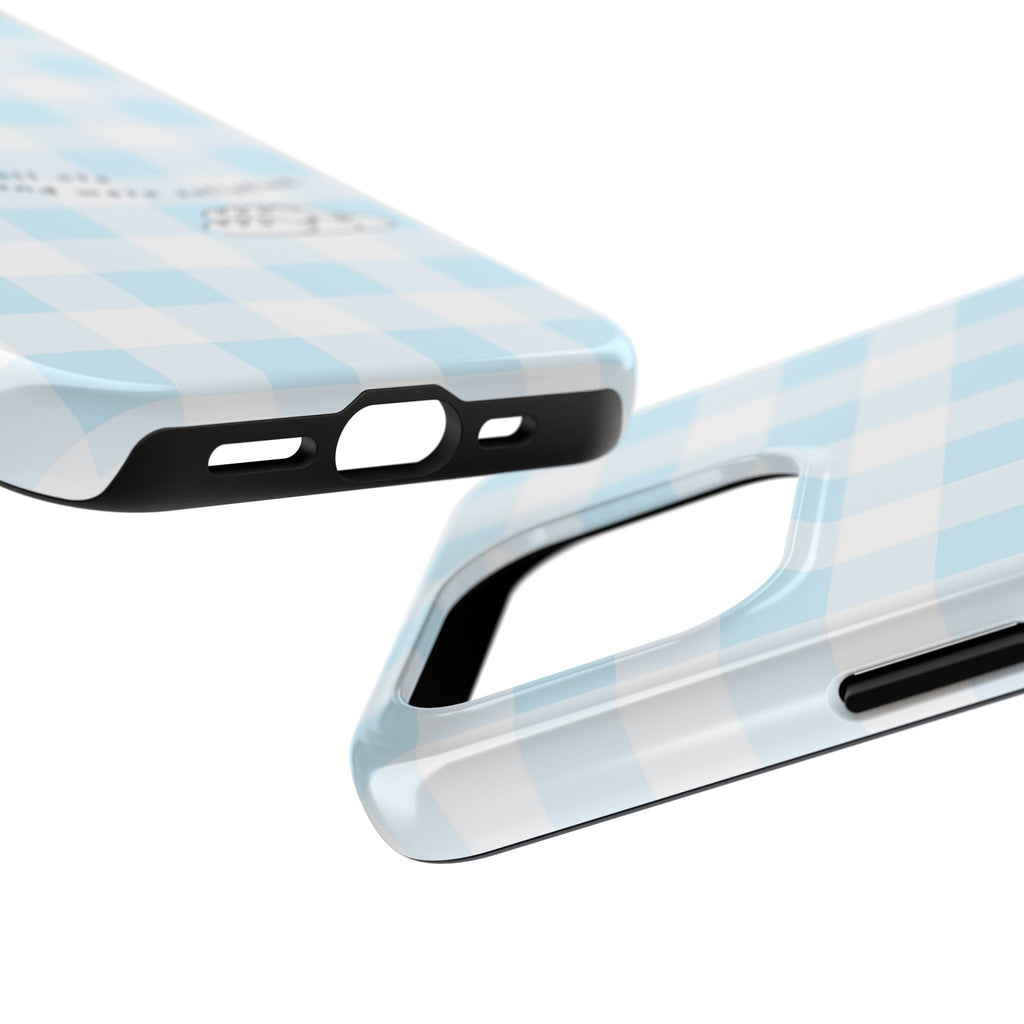 FISH AND LOAVES Gingham Phone Case (Blue)