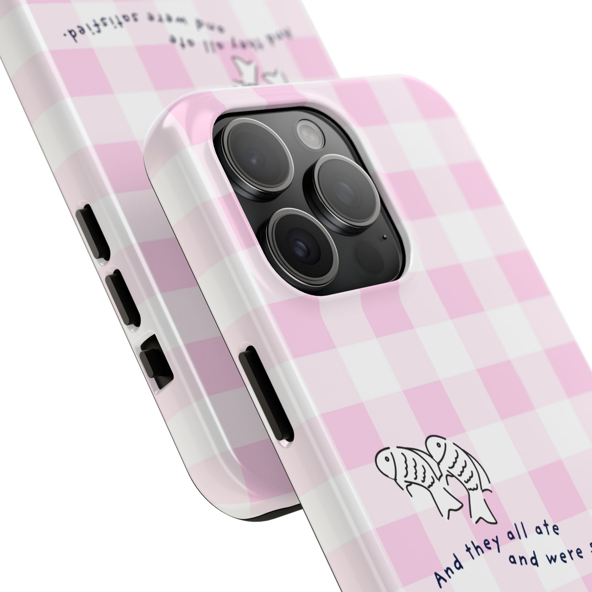 FISH AND LOAVES Gingham Phone Case (Pink)