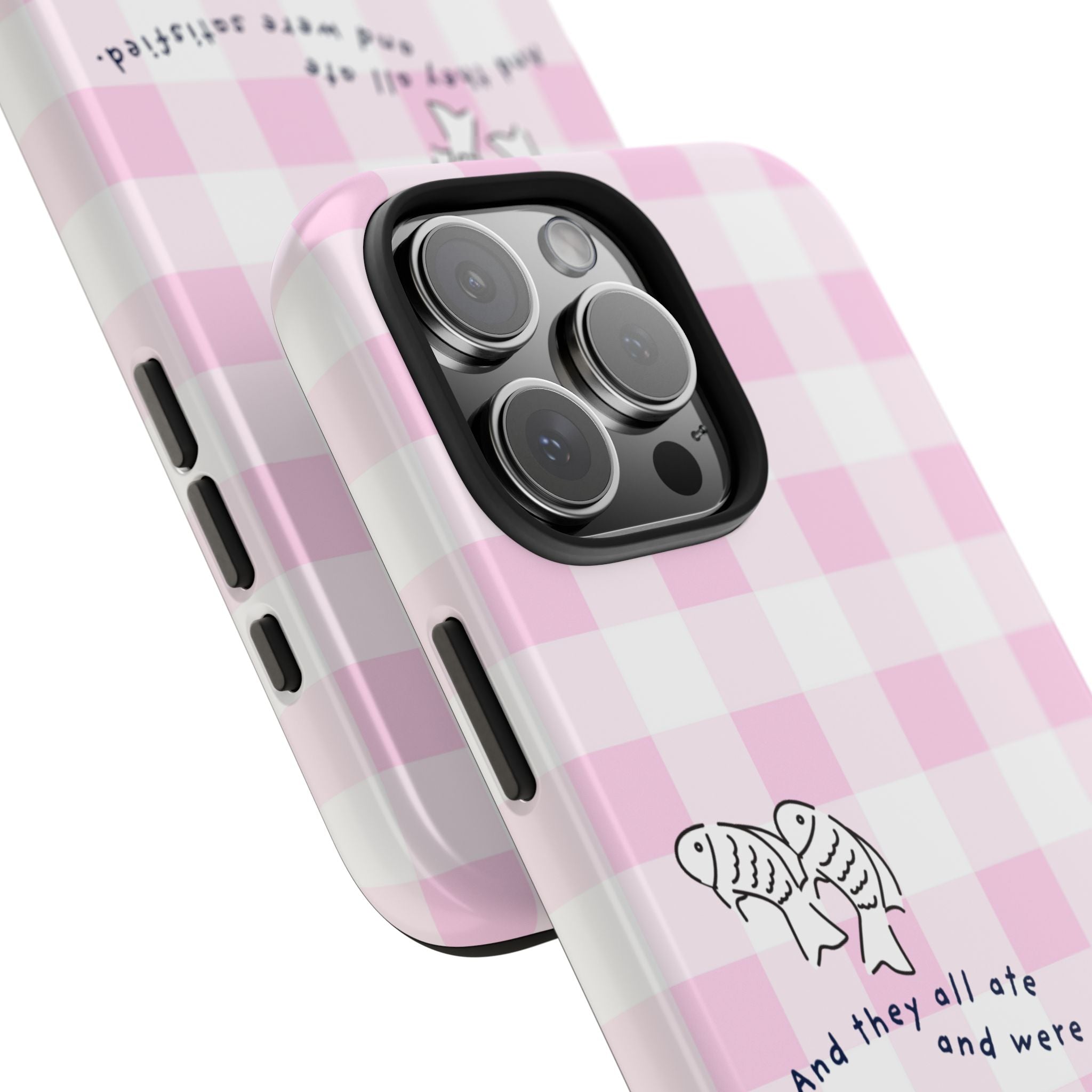 FISH AND LOAVES Gingham Phone Case (Pink)