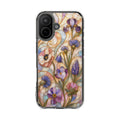 Floral Stained Glass Clear Magnetic Phone Case — Purple Wildflower Design