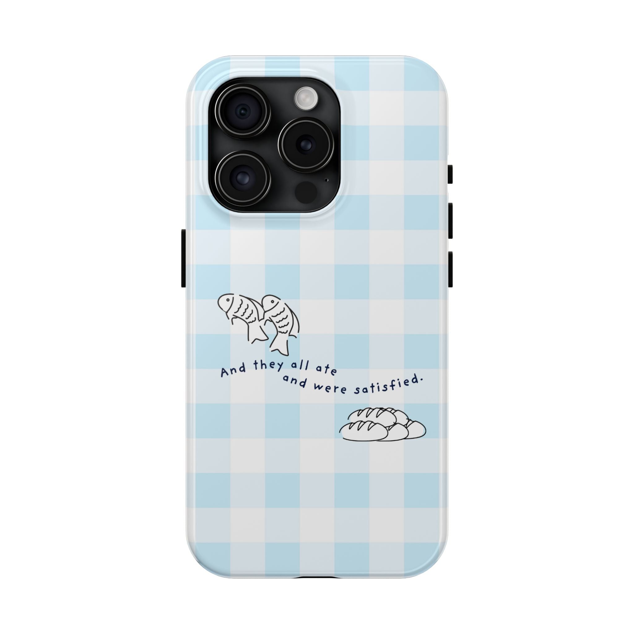 FISH AND LOAVES Gingham Phone Case (Blue)