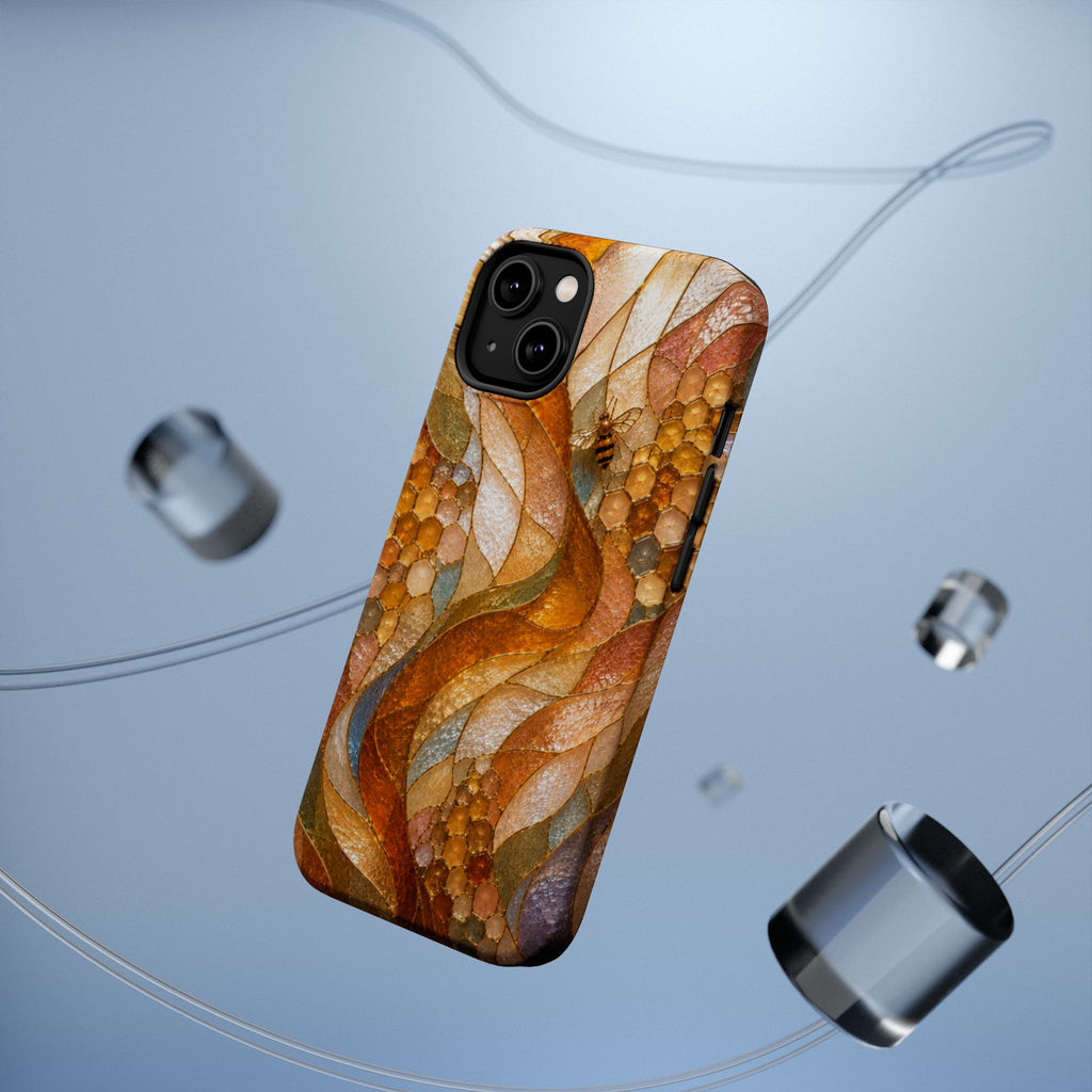 Abstract Amber Mosaic Phone Case — Magnetic Impact-Resistant iPhone Cover
