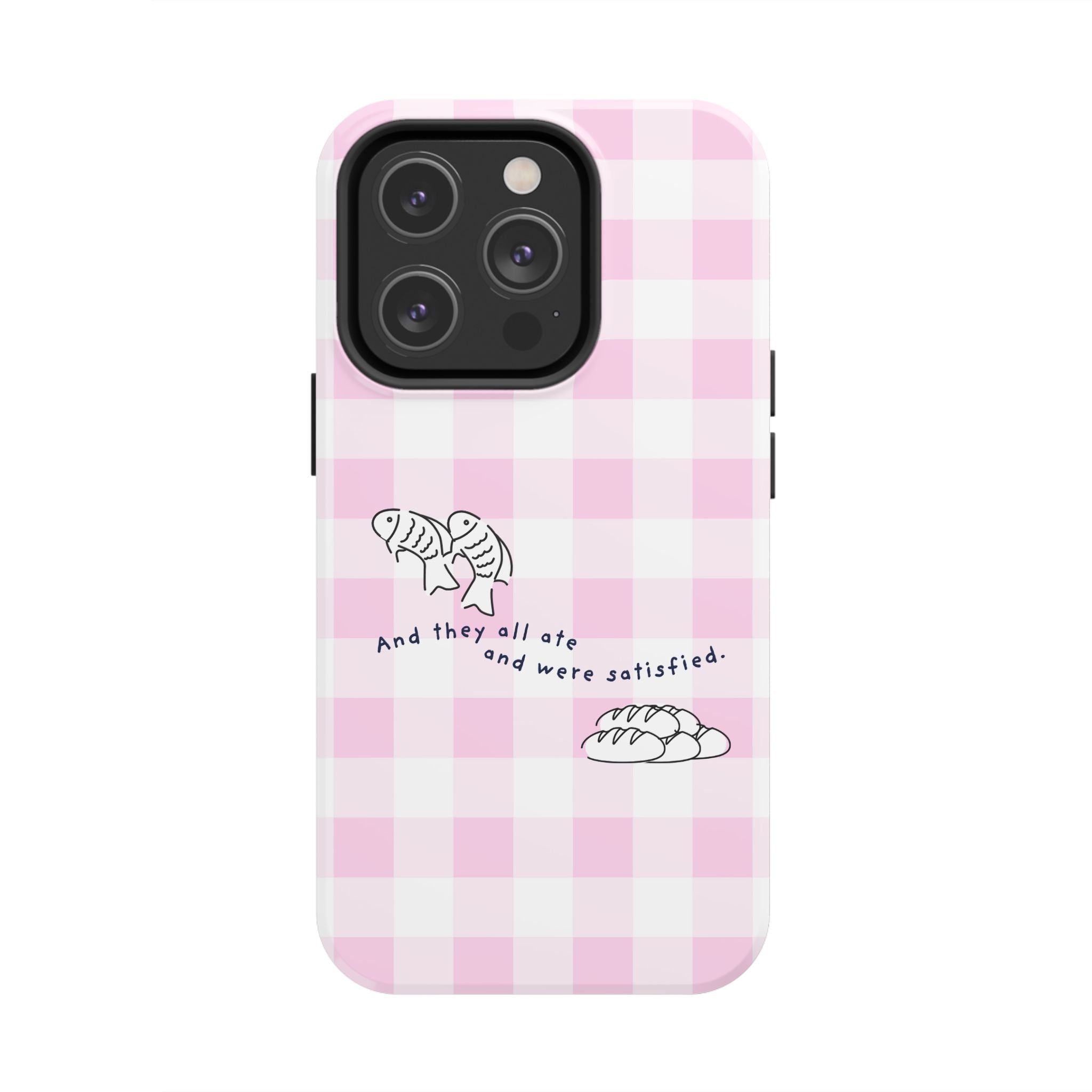 FISH AND LOAVES Gingham Phone Case (Pink)